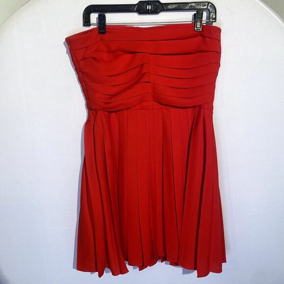 Rachel Roy Scarlet Red Pleated Strapless Formal Cocktail Mini Dress Sz 10 - Picture 5 of 8